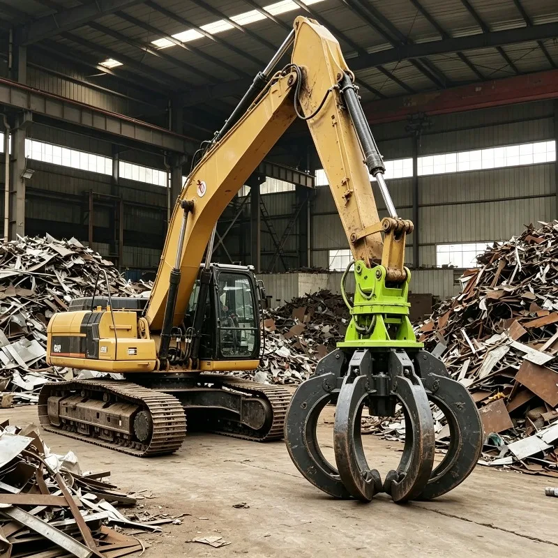 Hydraulic Motor Driven Orange Peel Multi Petal Scrap Grapple Attachment for Continuous Heavy Loading Customized