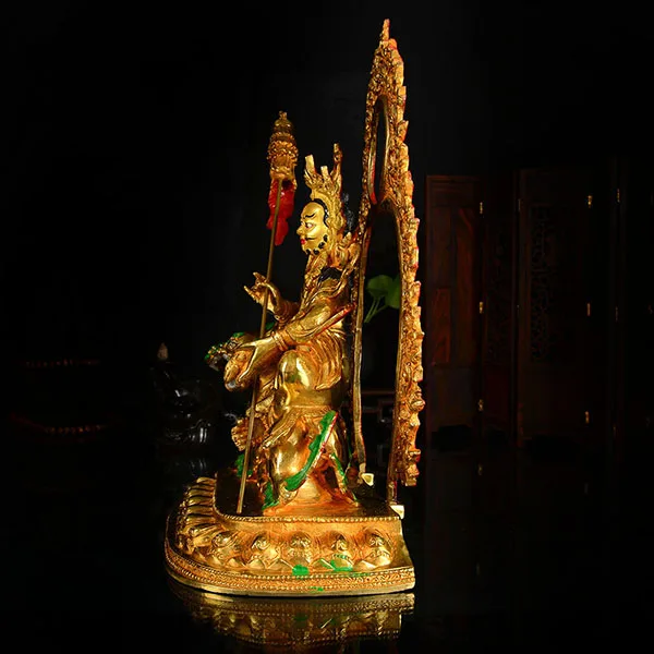 33 CM large size # HOME OFFICE  Talisman efficacious Protection # Tibetan Buddhism Vaisravana Gilding brass statue