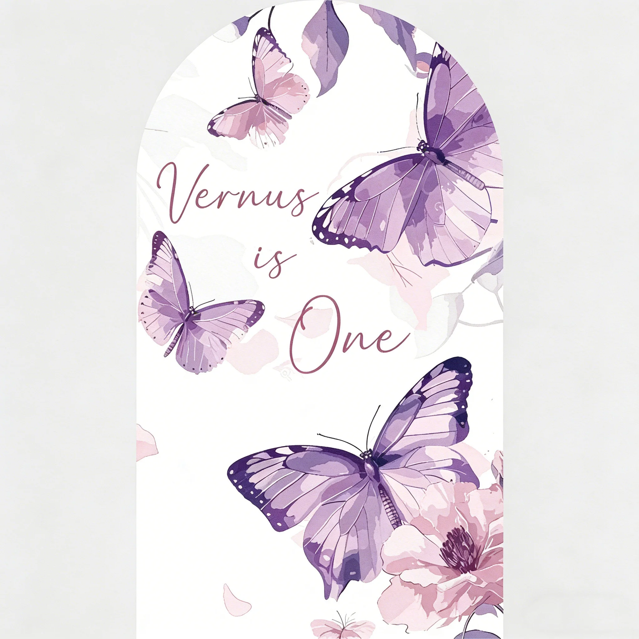 

LS 2-Sided Arch Cover Watercolor Flowers Butterfly Decor Backdrop Wall Baby Shower Newborn 1st Birthday Party Photo Prop