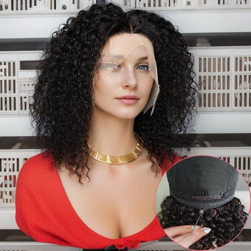 

Drawstring Wigs 13*4 Lace Frontal Wear and Go Glueless Human Hair Wigs Cosplay With Drawstring Net Hat Without Glue 220 Density