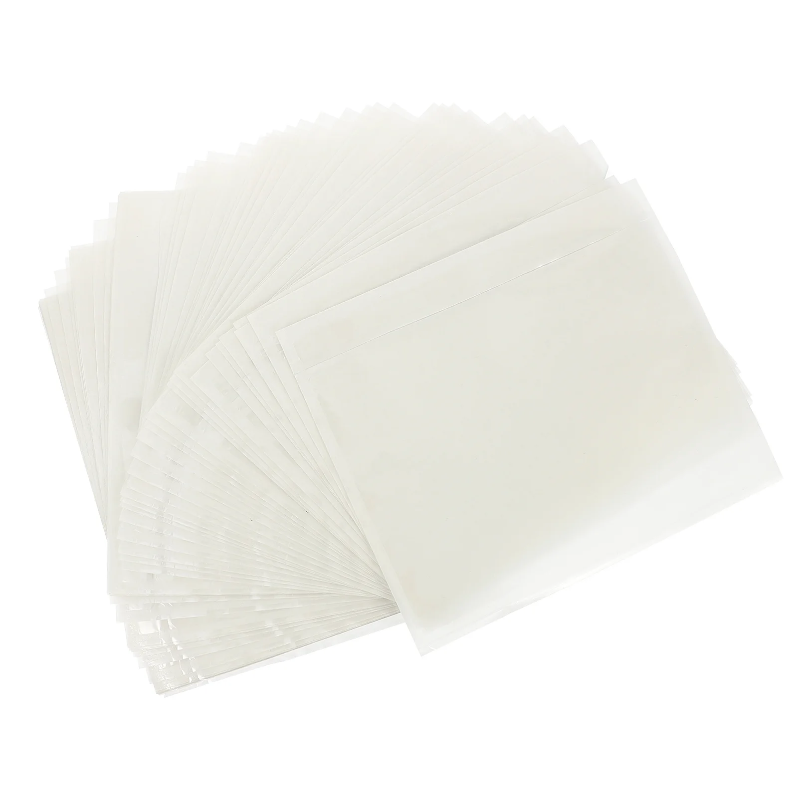 Bolsa de almacenamiento de lista de Pe impermeable, bolsa de protección de recibos transparente autoadhesiva, bolsa de almacenamiento de recibos transparente, 50 Uds.