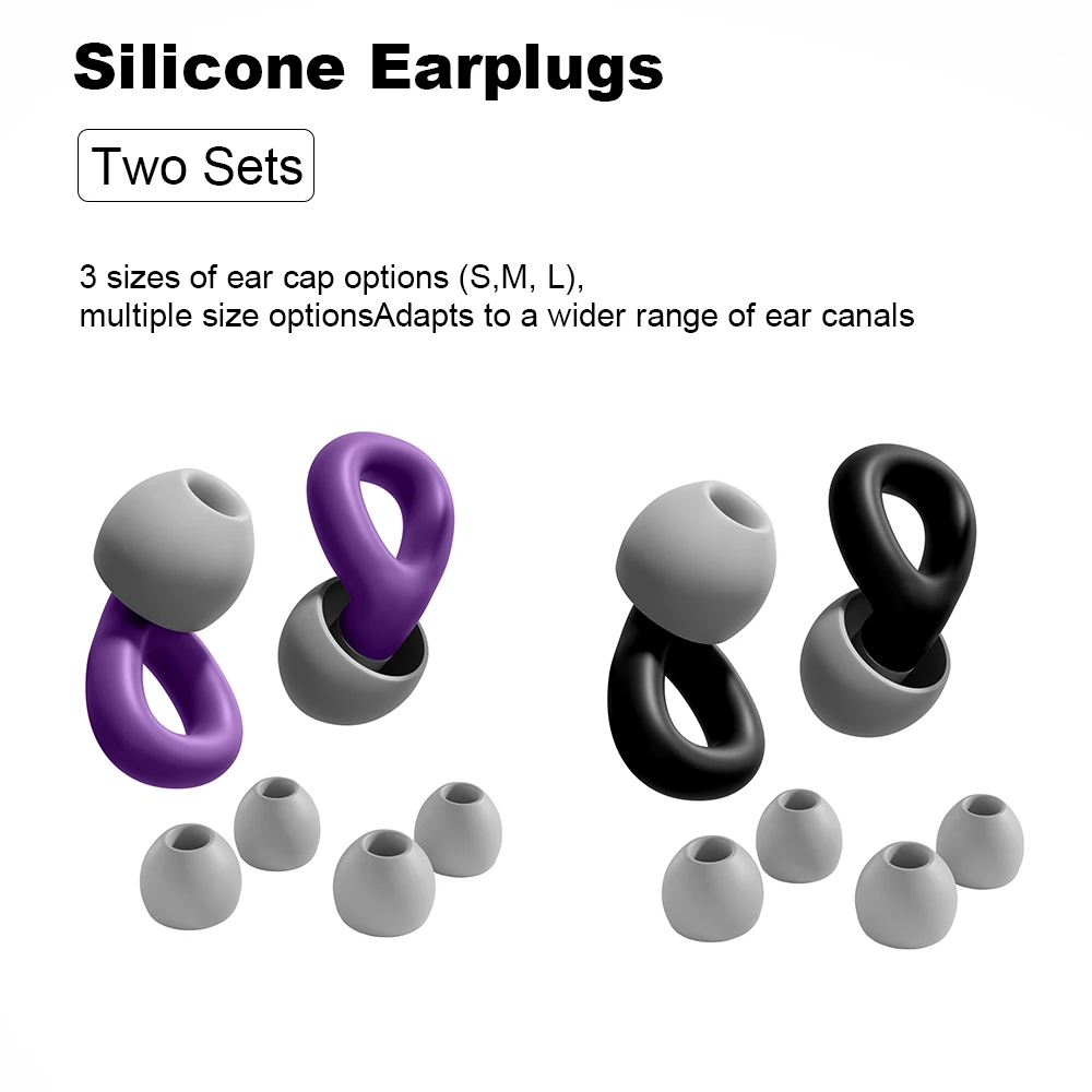 

HUAK 2sets Super Soft Reusable Ear Plugs Hearing Protection for Sleep, Work- 6 Ear Tips in S/M/L for Noise Reduction