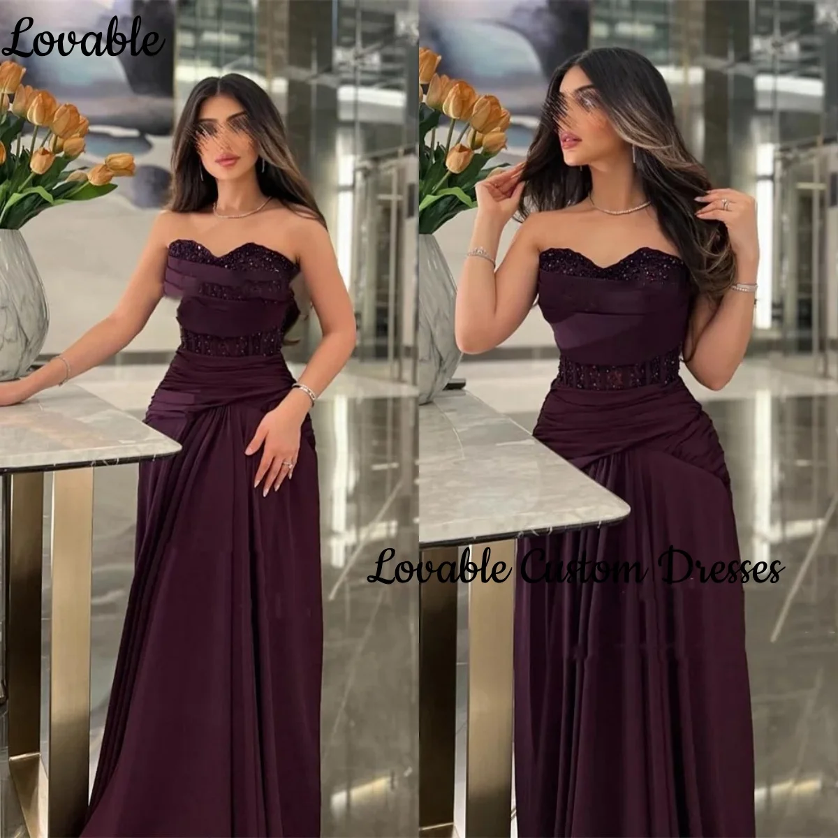 Ruffle Dresses For Prom Customized A-Line Sweetheart Elegant Dresses For Women Floor-Length Sleeveless Dresses For Special Event