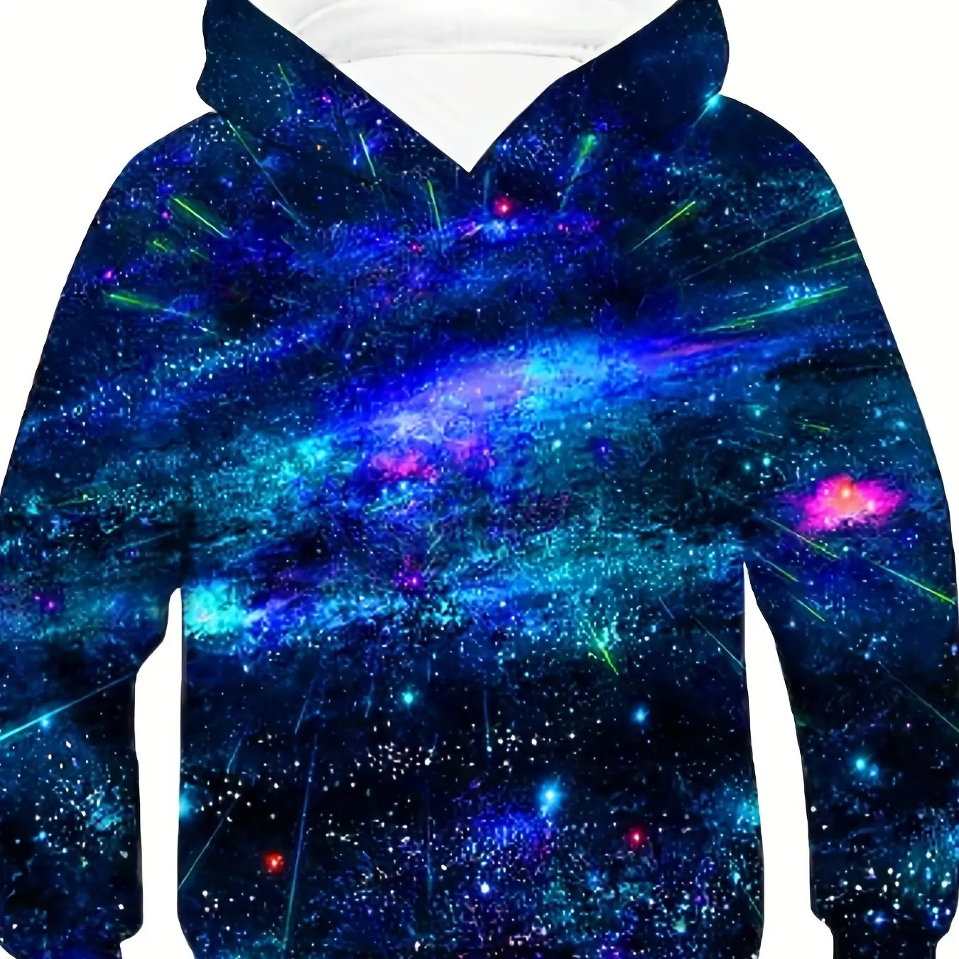 

Boys' 3D printed Galaxy printed hooded sweatshirt, casual, fashionable, comfortable, slightly elastic hooded sweatshirt, suitabl