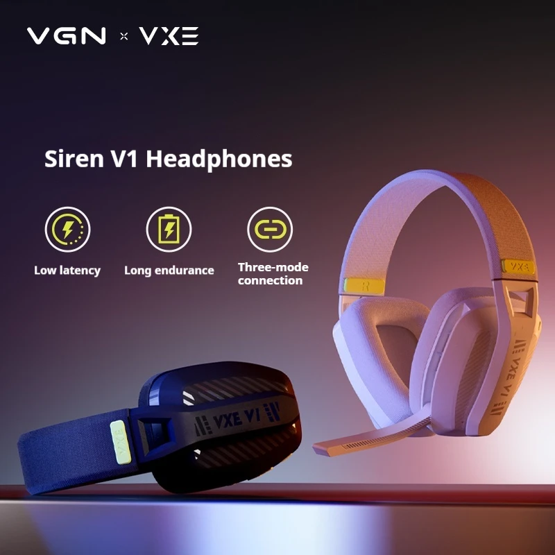 The New Vgn Vxe Siren V1 Gaming Headset Supports Bluetooth 5.3/2.4g Dual-Mode Esports Headset With Microphone For Long Life