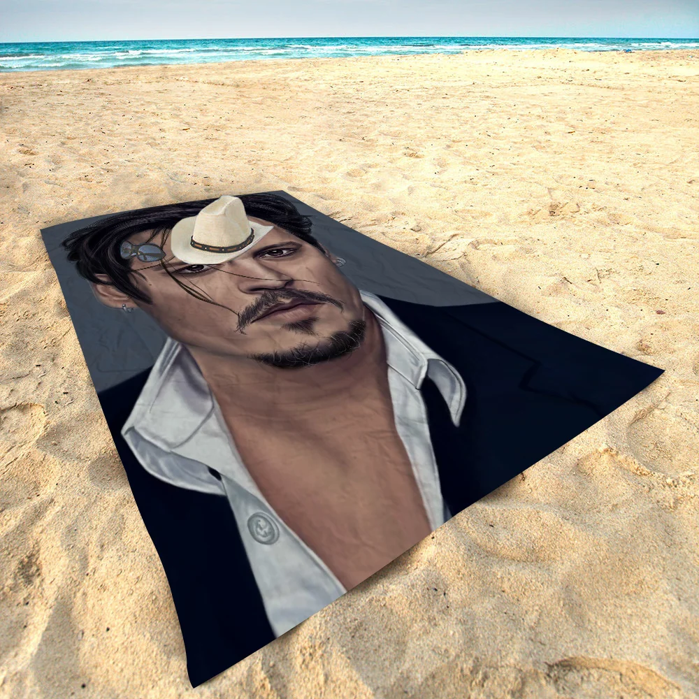 Jack Sparrow Actor Johnny Depp Anime Beach Swimming Towel Soft Absorbent Washcloth Children's Gifts For Kids Travel Camping Gym