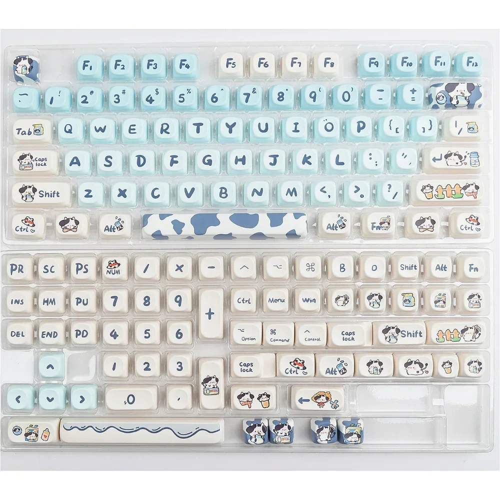 Gradient Cow Keycaps Cute Ranch Moa Keycaps Wooting Heat Sublimation Keycap Set for HI75 68 98 S99 104 keyboard switches