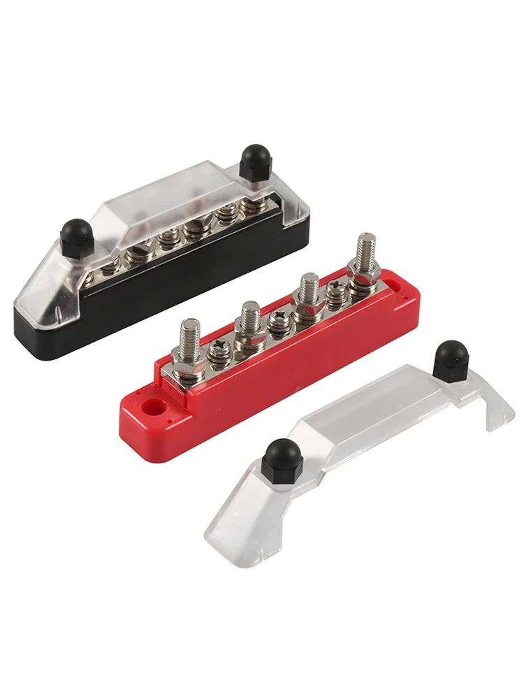 Barra de ônibus de bateria negativa positiva, bloco de distribuição de energia 12v, 4 x m6, bloco