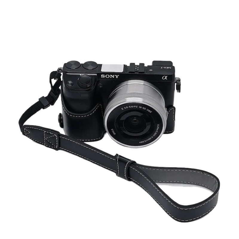 PU leather Bag Body Cover Bottom Case For SONY NEX-6 NEX6 NEX-7 NEX7 A6300 A6000 Camera Protective sleeve
