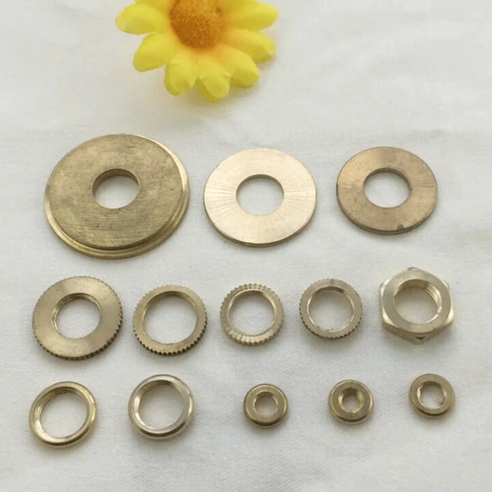 Pure Brass Flower Nut Round Meson Light Holder Hexagon Nut, Fixing Nut Connecting Lamp Accessories Manufacturer DIY Screw