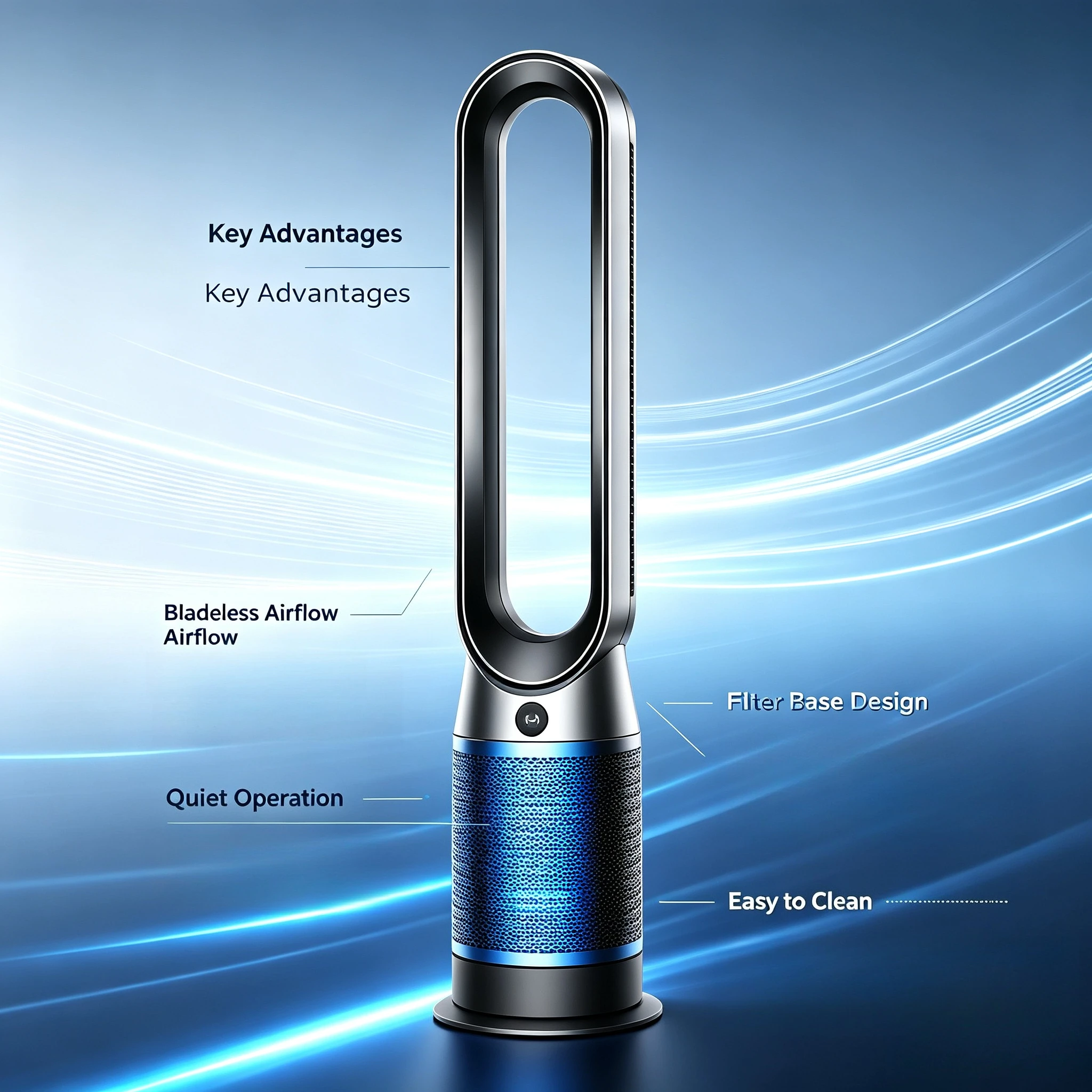Bladeless Floor Fan Cooling & Heating Dual Use, Energy Saving Air Purifier Air Circulator Heater for Home Indoor Constant