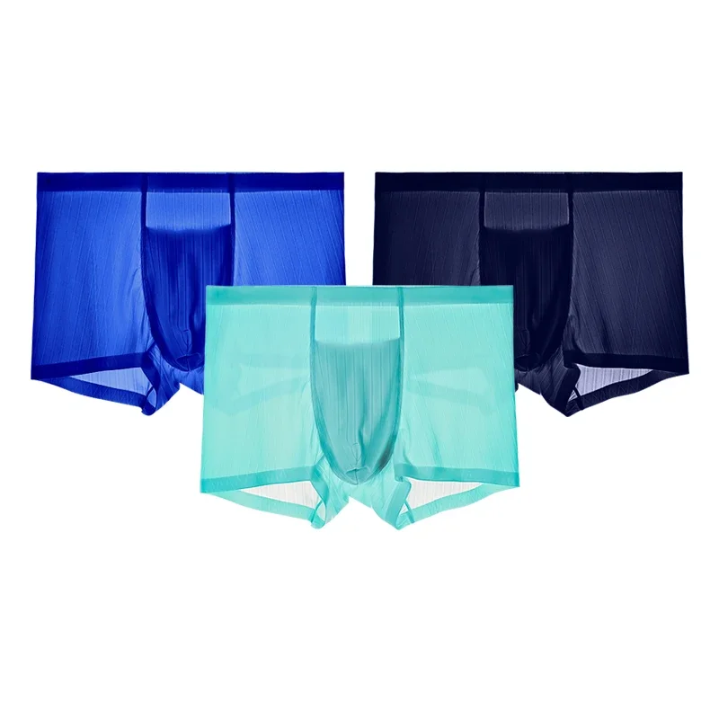 Antibakterielle Graphen-Herrenunterwäsche. Nahtlose Herren-Boxershorts aus Eisseide, atmungsaktive Sommer-Boxershorts, ultradünne Shorts