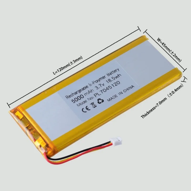 New 3.7V 5000mAh JST2.0 3P 7045120   Li-polymer battery FOR TBS TANGO 2 Drone Remote Control