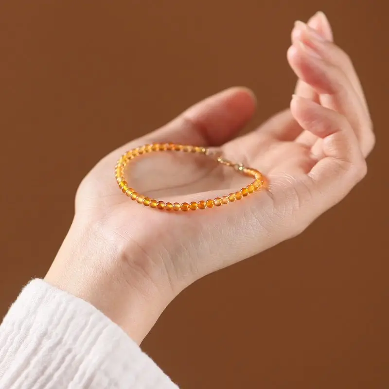 Ultra-fine Lucky Yellow Quartz Lucky Money Bead Bracelet Hand-woven Hand Rope for Women and Couples Zodiac Year Gift Hand String