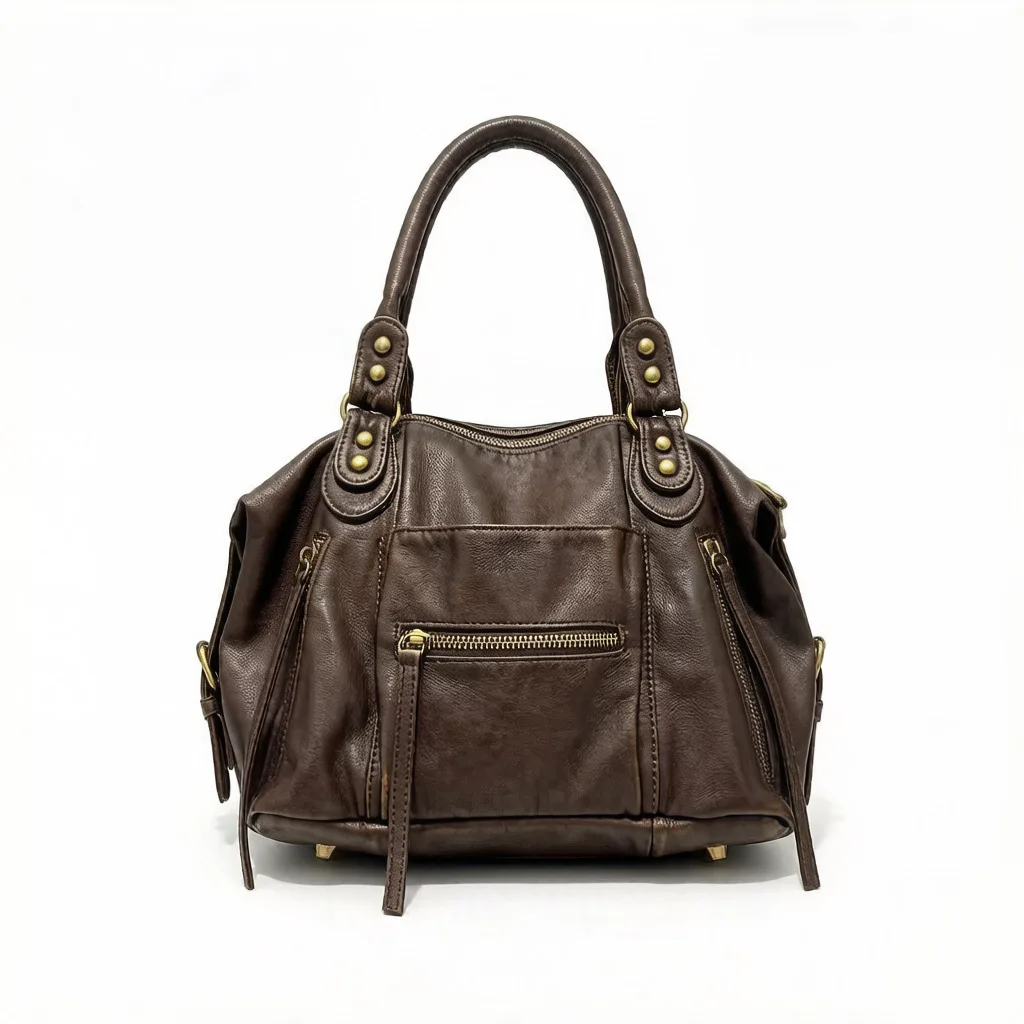 Y2K retro street girl motorcycle tote bag with multiple pockets, personalized vintage single shoulder crossbody bag