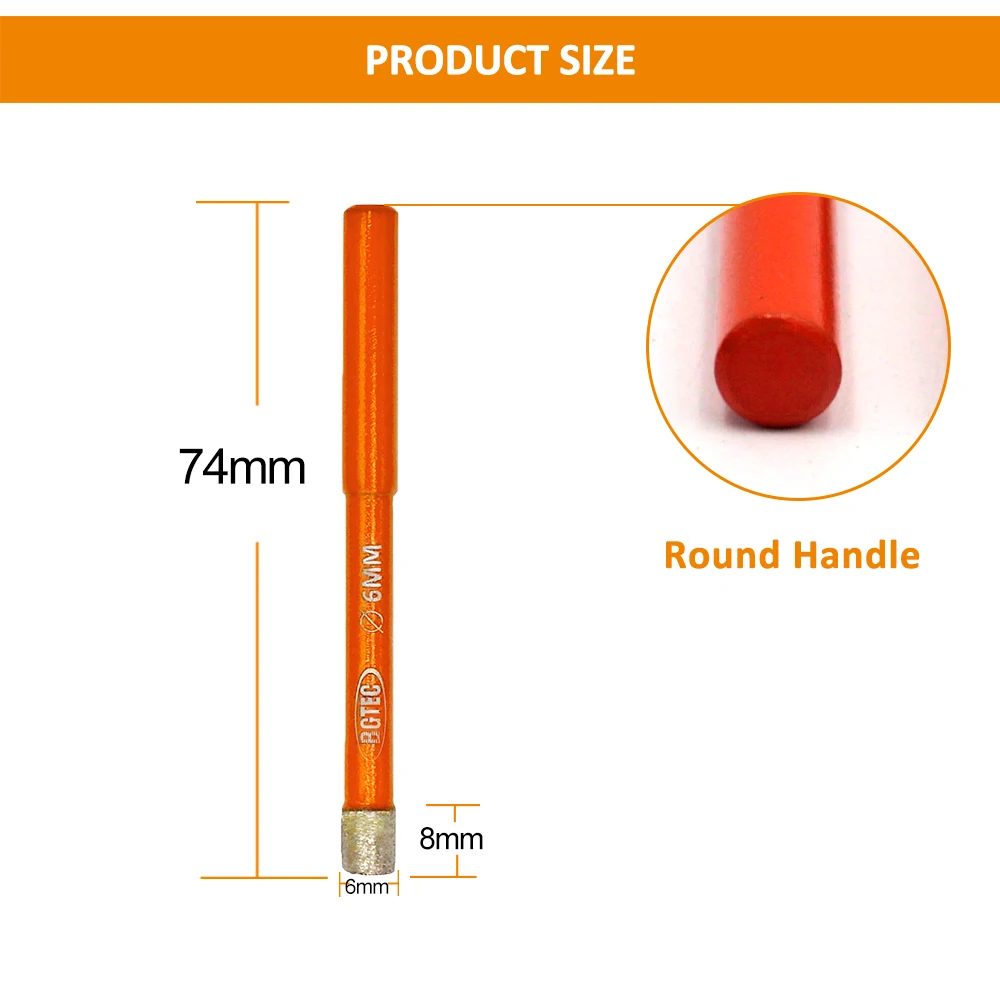 BGTEC 10 pz/set 6mm gambo tondo diamante saldato punte da trapano marmo granito pietra piastrelle metallo bagnato strumenti di perforazione foro sega punte