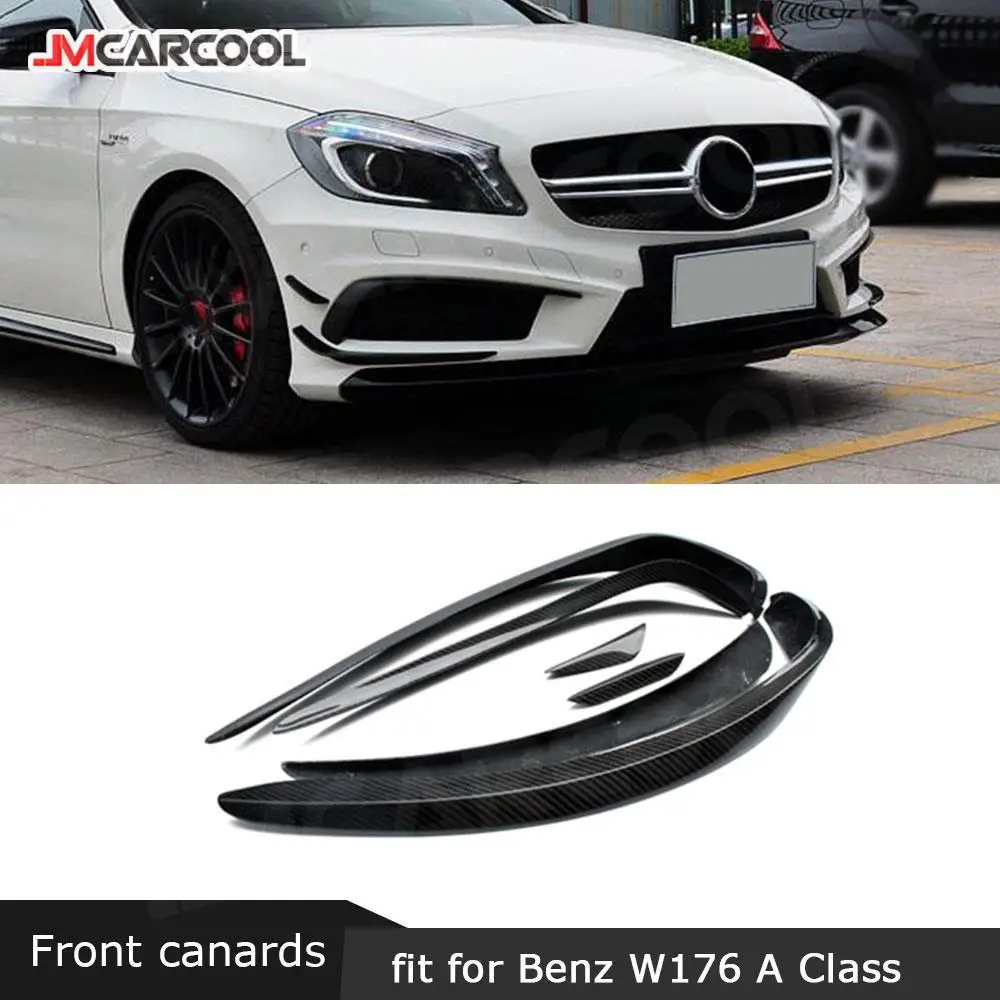 

Carbon Fiber Front Bumper Fins Shark Canards Foglamp Trims Cover For Benz A Class W176 A180 A200 A260 Sport 2013-2015