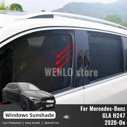 For Mercedes Benz GLA H247 EQA 200 250 45 2020 2021 2022 2023 Car Window Curtains Solar Sunshield Mesh Glass Shading Sun Shade