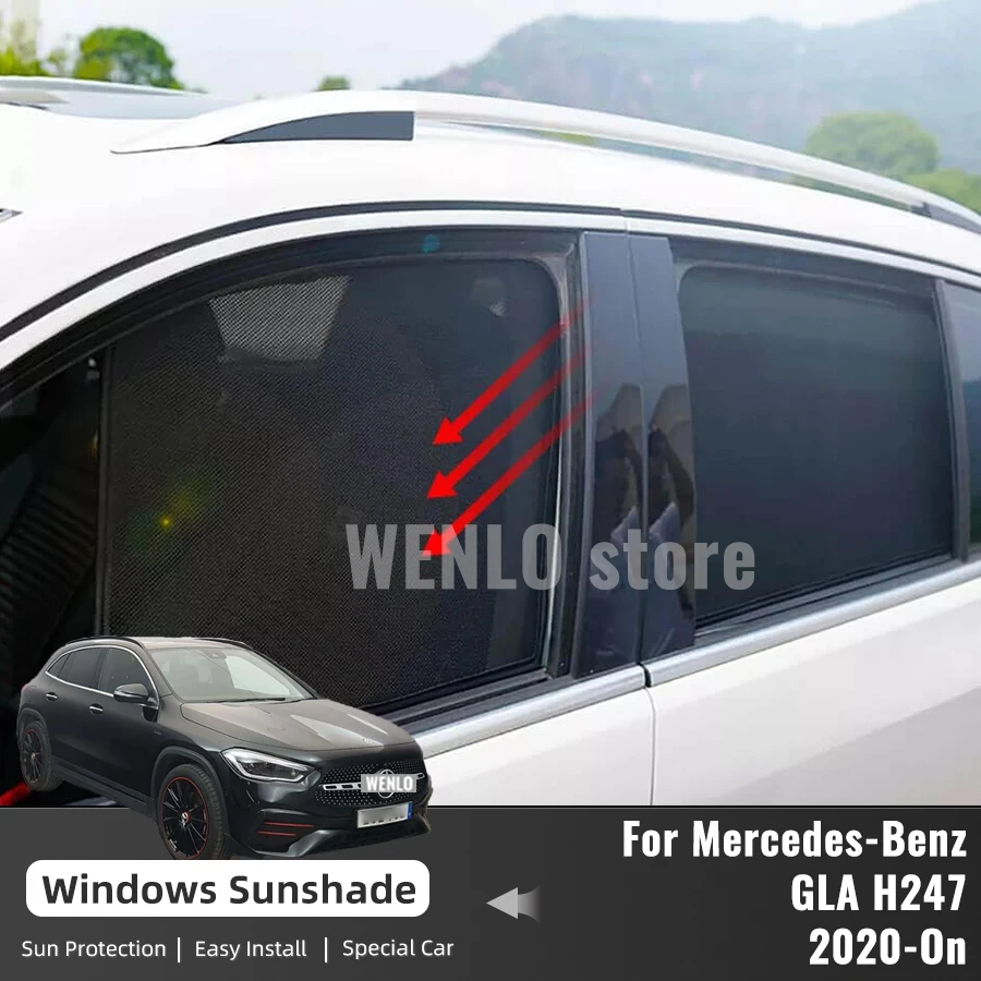 For Mercedes Benz GLA H247 EQA 200 250 45 2020 2021 2022 2023 Car Window Curtains Solar Sunshield Mesh Glass Shading Sun Shade