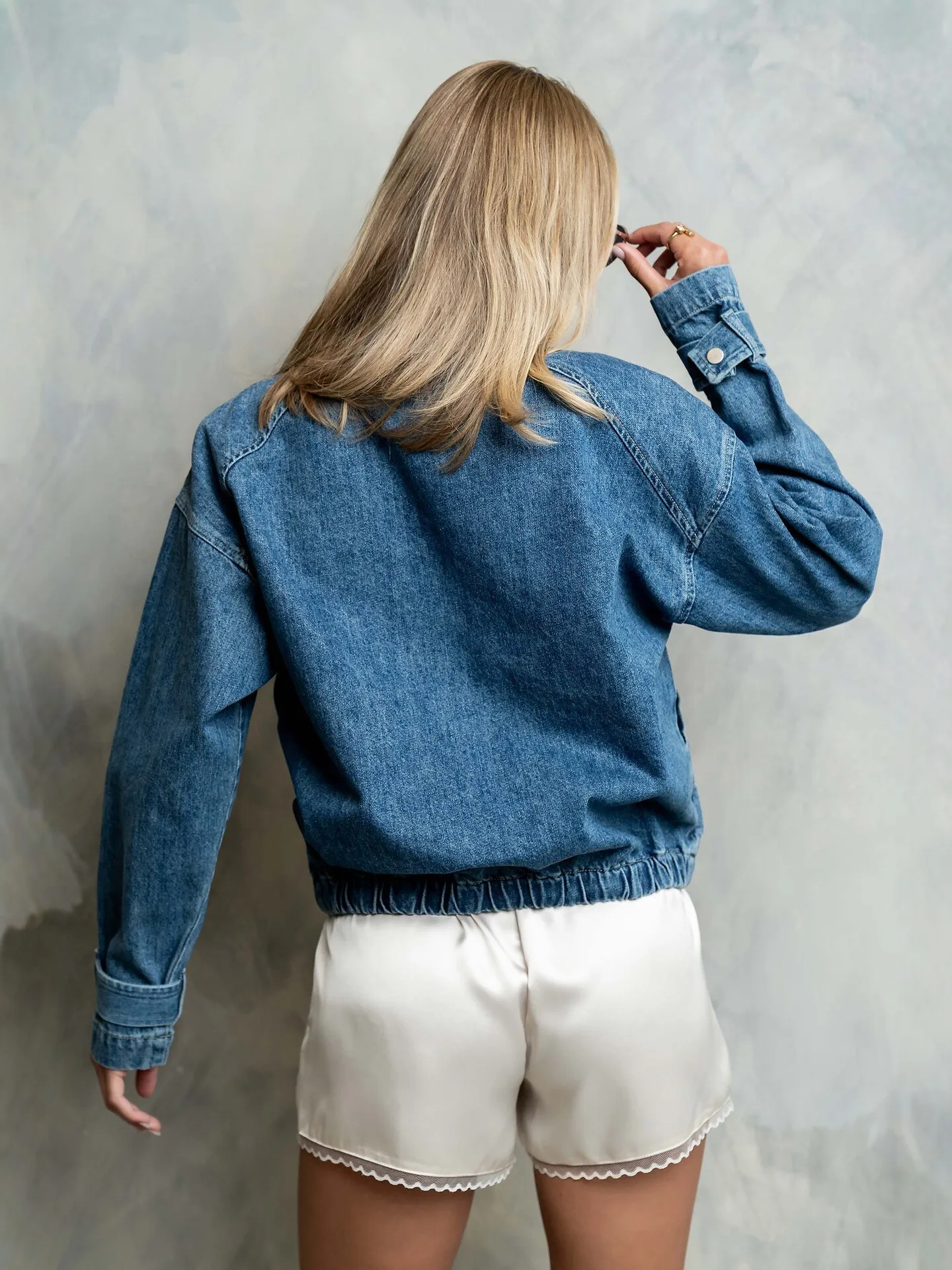 Women's American Retro Denim Jacket Stand up Collar Zipper Loose Casual Versatile Workwear Style Top for Autumn