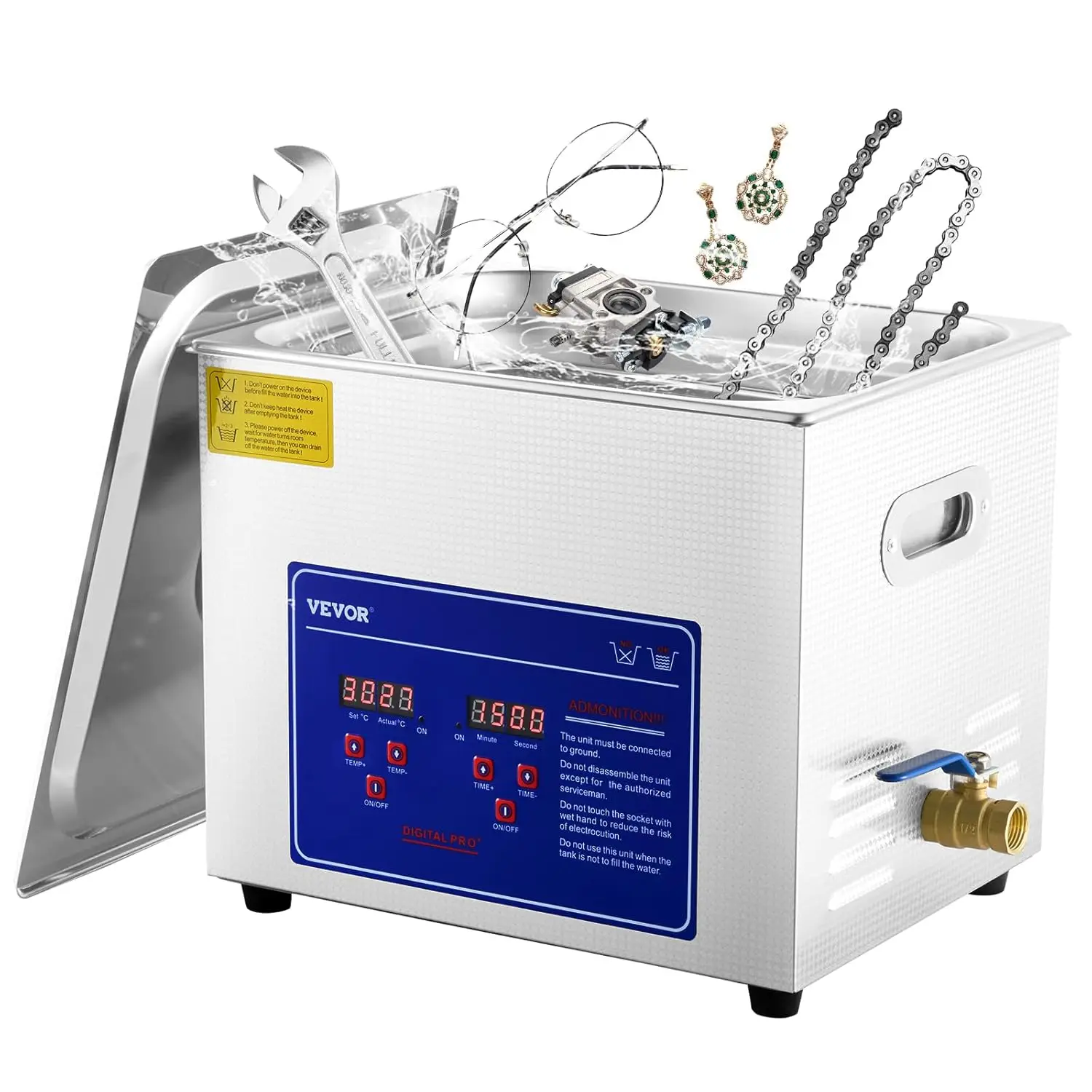 

VEVOR 10L Professional Sonic Cleaning, Stainless Steel Industrial Machine with Digital Timer & Heater, Ideal for Jewelry, Dentur