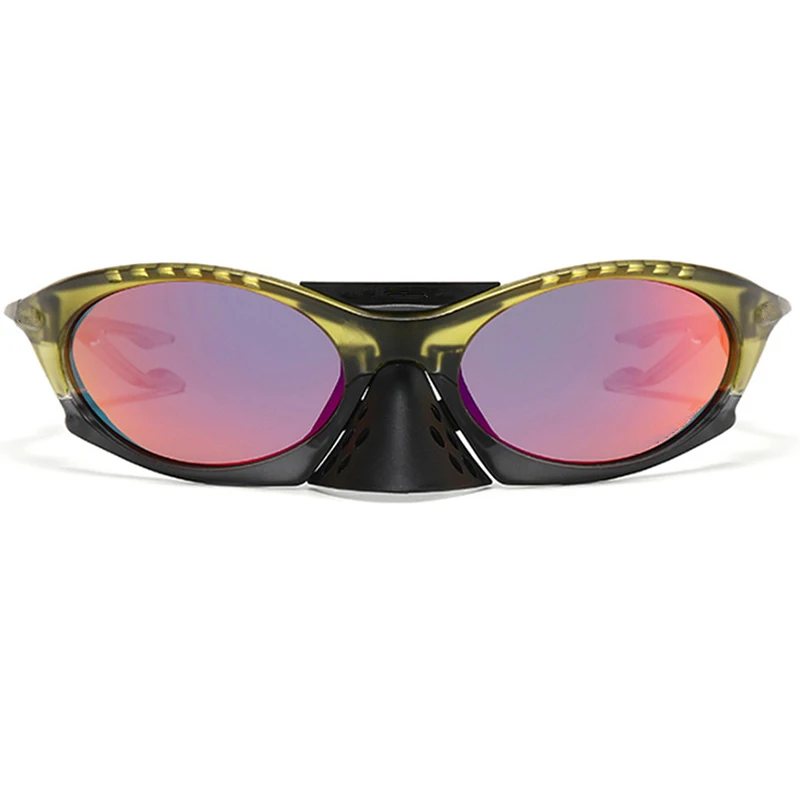 المتضخم Steampunk النظارات الشمسية الرجال العلامة التجارية تصميم مرآة فاسق نظارات شمسية للرجال الذكور الصيد نظارات رياضية UV400