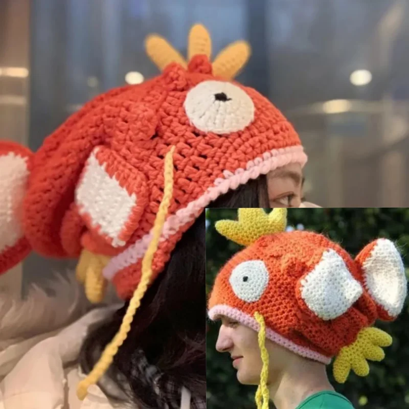 

Winter Thick Cute Hat Colour Goldfish Carp Beanie Handmade Knitted Funny Cap Halloween Christmas Gift