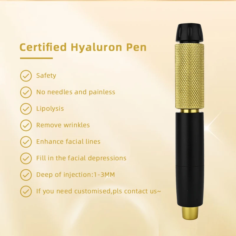 Lesen Hyaluron Pen with 3 Level Adjust Pressure Hyaluronic Acid Pen for Anti Wrinkle Lip Lifting with 0.3ml&0.5ml Nozzle Adapter