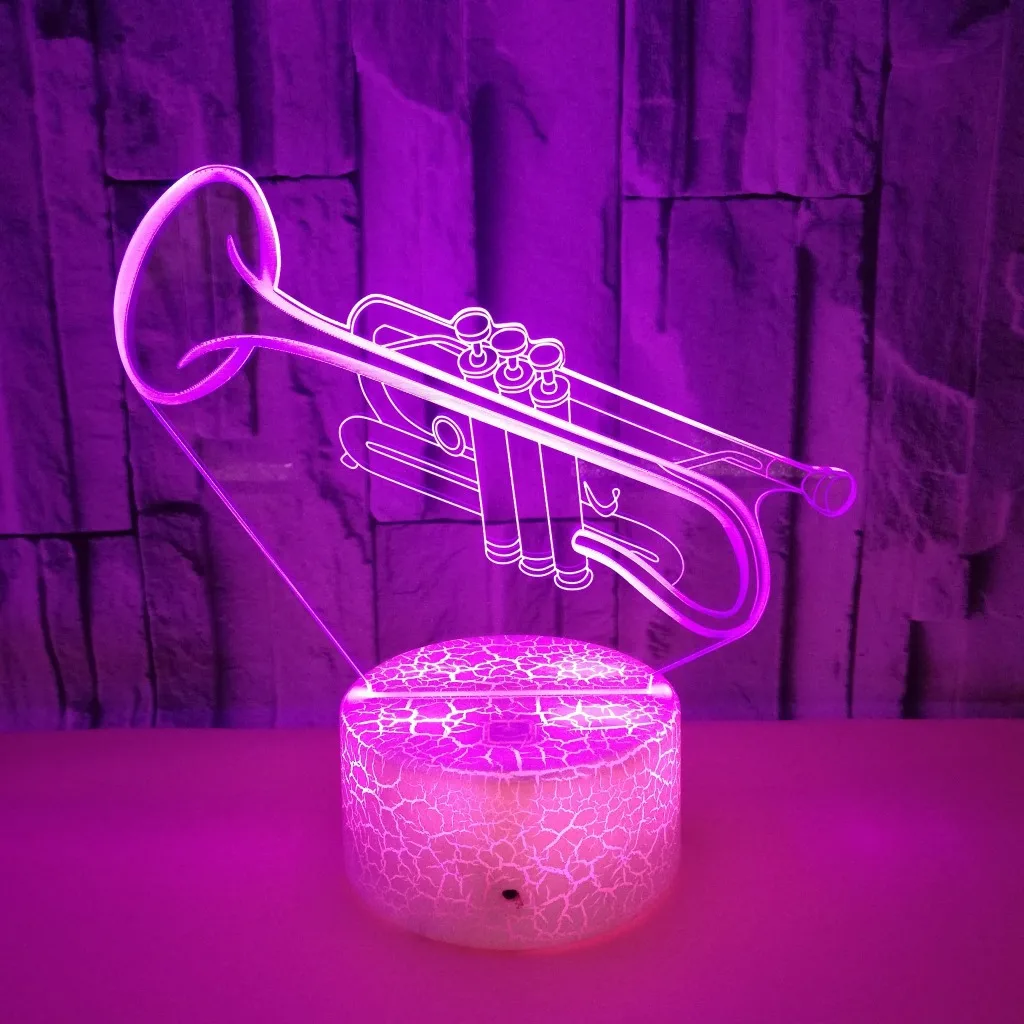 Nighdn 3D Lamp Trumpet Night Light for Kids Room Decor 7 Color Changing Touch USB Table Lamp LED Nightlight Child Birthday Gifts