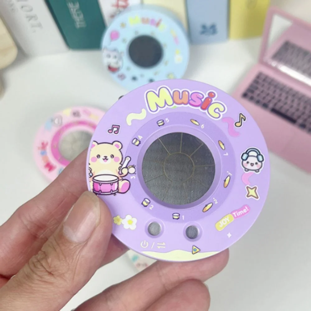 Round Recording Electronic Drum Keychain Cartoon Interactive Electronic Music Instrument Bag Charm Mini Playable