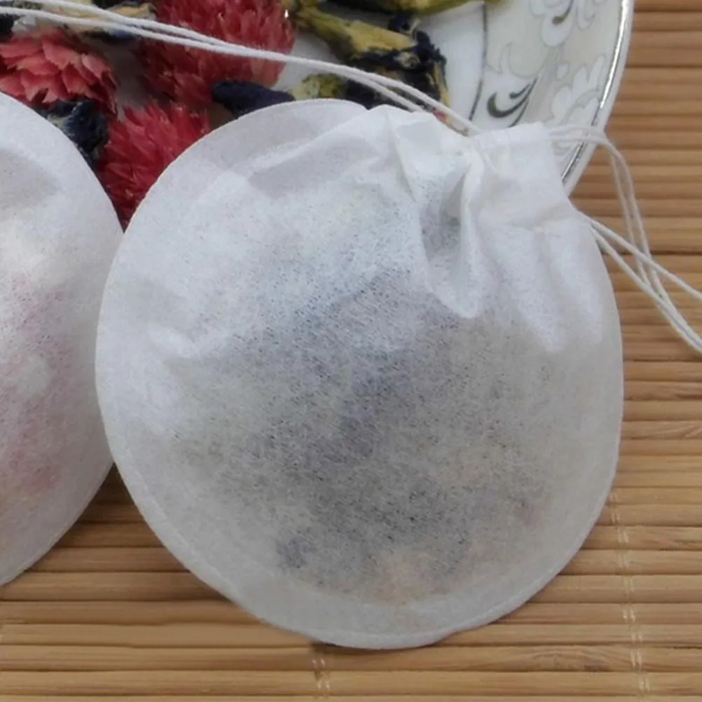 100Pcs Tea Filtering Pouches Drawstring Design Safe Food Grade Empty Bags for Loose Tea Coffee Spices Potpourri Herbal Powder