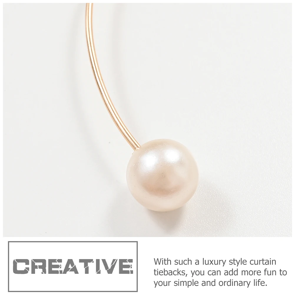 

2pcs Alloy Curtain Tiebacks Pearl Design No Drill Curtain Holdbacks For Home Window Decorative Strap Living Room Bedroom Decor