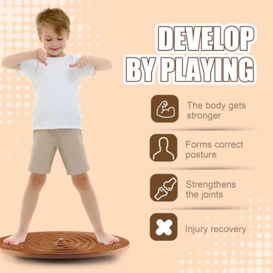 Maze Balance Board for Wobble Wooden Board with 2 Beads for Toddlers Teens Adult Leg Workout Exercise Training Physical Therapy view 6