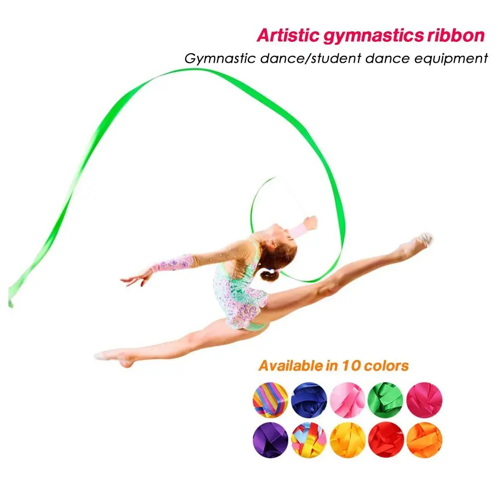 2M Ballet Streamer Twirling Rod Dance Ribbon Colorful Gym Ribbons Artistic Gymnastics Ribbon Rhythmic Art Training