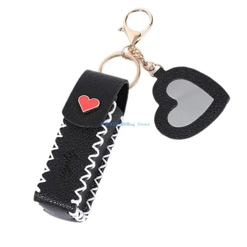 

63HC Stylish PU Mini Lipstick With Convenient Keychain Attachment Bag Ornament