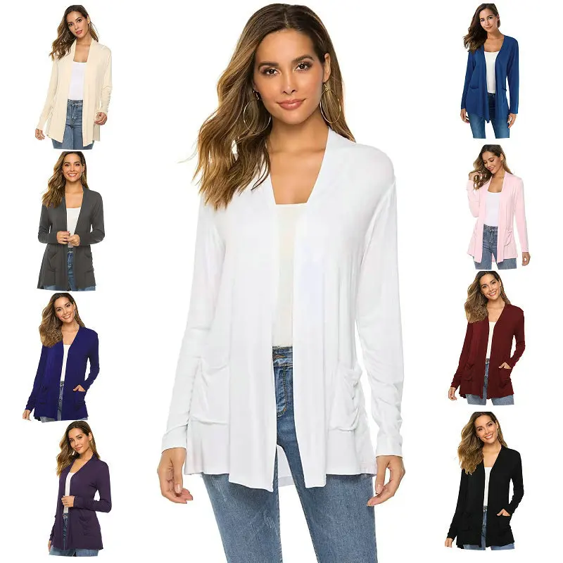 

Women's Knitted Cardigan for Spring and Summer Versatile Large Size Cardigan Medium to Long Length Long Sleeve Outcoat