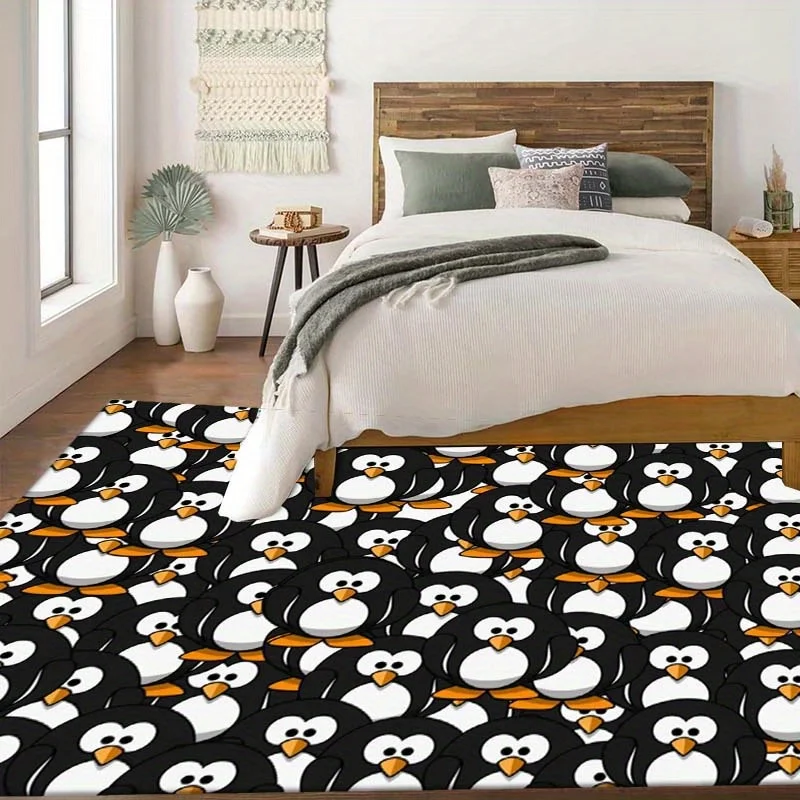 Cartoon Cute Penguin Rug - Non-Slip Washable Carpet for Living Room, Bedroom & Home Decor
