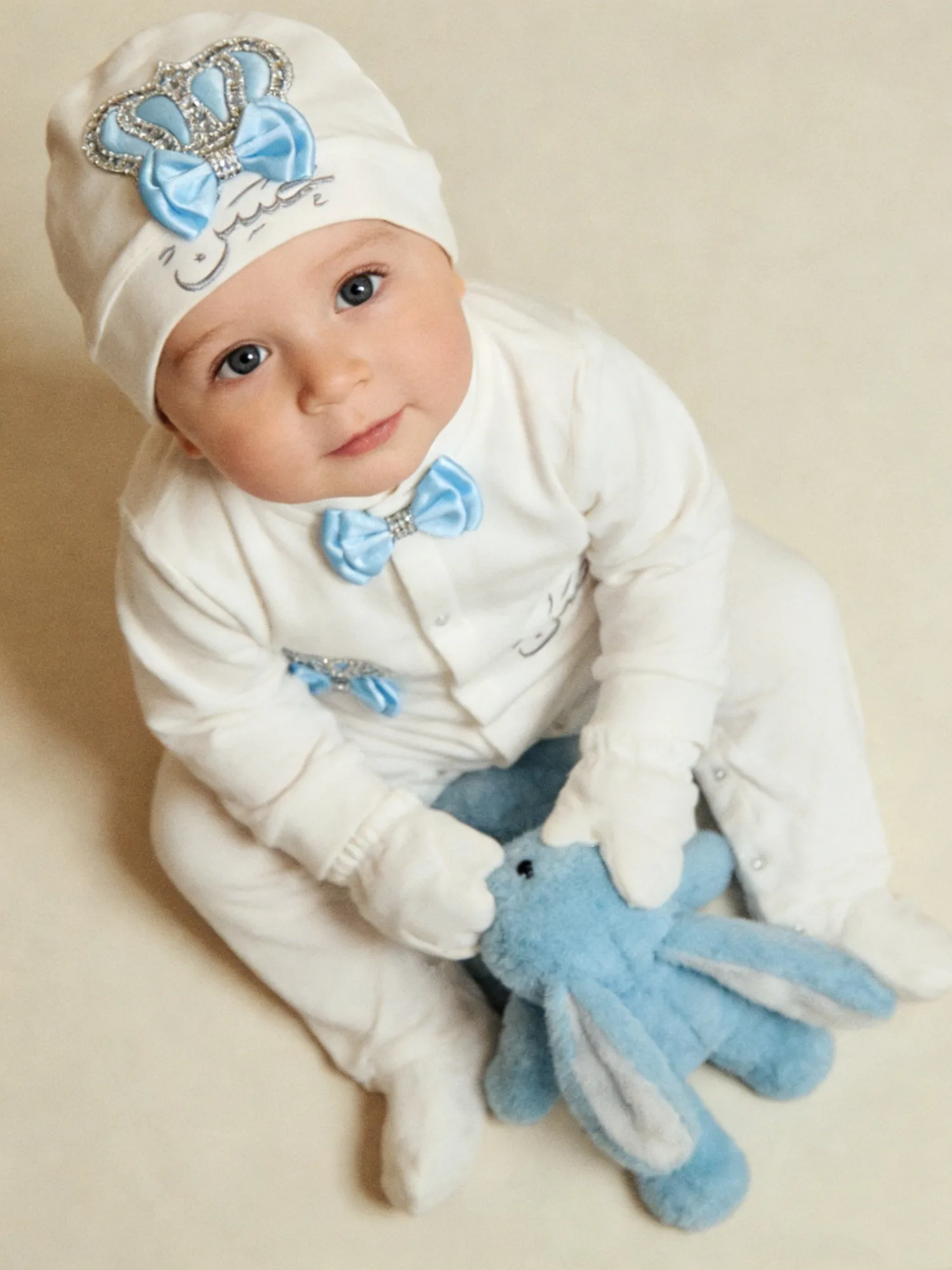 

Baby Boy Light Blue Angel Outfit Set- Prince-style Newborn Clothes for Daily Wear, Baptism, Photoshoot