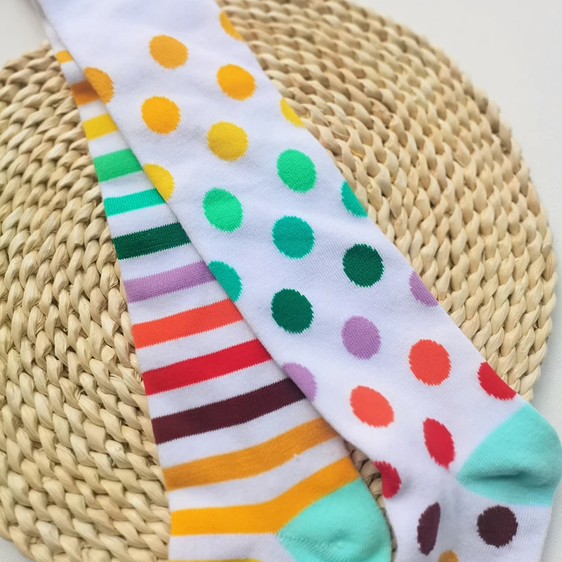 1 PCS Children Spring Autumn Multicolour Dot Tights  Cotton Baby Girl Striped Pantyhose Kids Striped Tights Soft Infant Clothing