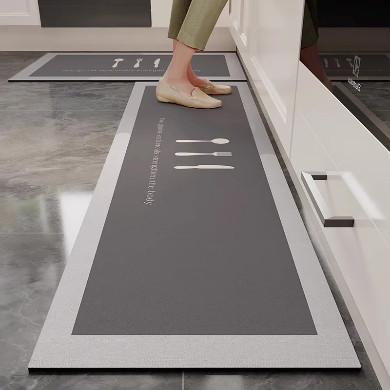 VIKAMA Restaurant Kitchen Rug Washable and Drip-Proof Anti-Slip Water-Resistant Oil-Repelling Diatomite Floor Mat for Home Decor