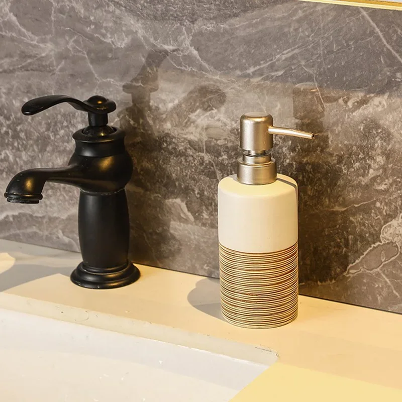 Simple household press-type hand sanitizer bottle, bathroom shampoo and bath sub-bottle, brushed ceramic lotion bottle