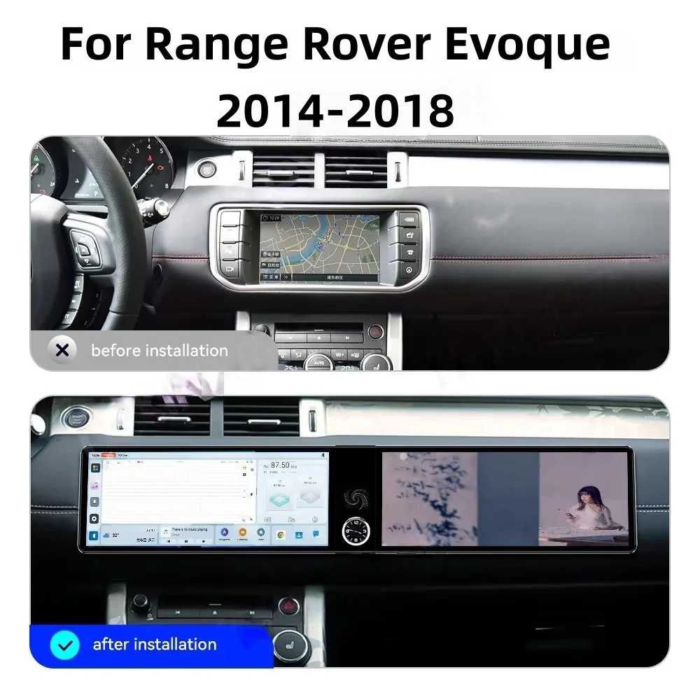 Dual Screen Multimedia Android Car PlayerFor Range Rover Evoque 2014-2018 Radio Carplay GPS Navigation HeadUnit Bluetooth GPS