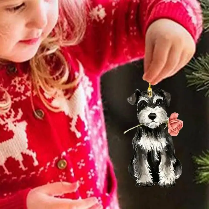 Dog Christmas Ornaments Acrylic Dog Ornament for Christmas Tree Hangable Decoration Tree Decor Season Decor for Indoor Outdoor