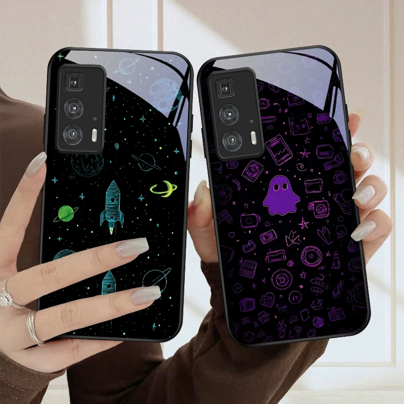 Violet Star River Pattern For Motorola Moto Edge 20 Lite 30 Pro 40 Neo 50 Ultra G14 G22 G24 Power 34 G35 X30Pro Glass Phone Case view 4
