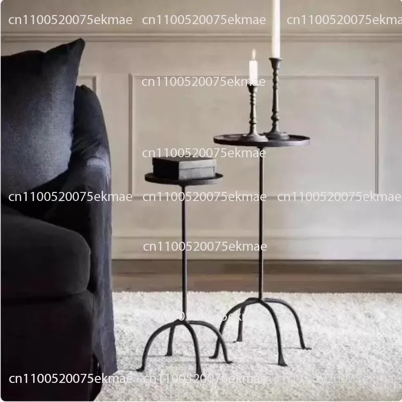 Round Coffee Table for The Living Room; European-style Vintage Industrial Wrought-iron Balcony Side Table; Dessert Table