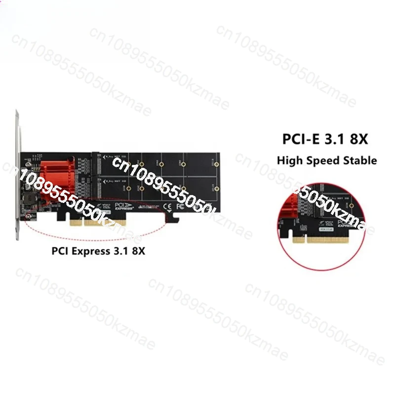 PCI-E 8X to 2 Ports NGFF M.2 M-Key NVMe SSD Converter | ASM2812 Expansion Card for 22110/2280 SSD