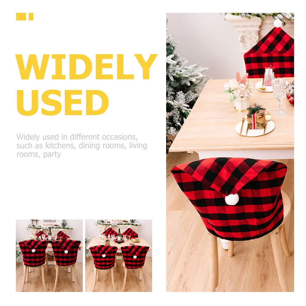 

Christmas Chair Cover Black Red Lattice Pattern Home Protective Seat Cover Dining Room Party Xmas Decor Chair Adornment