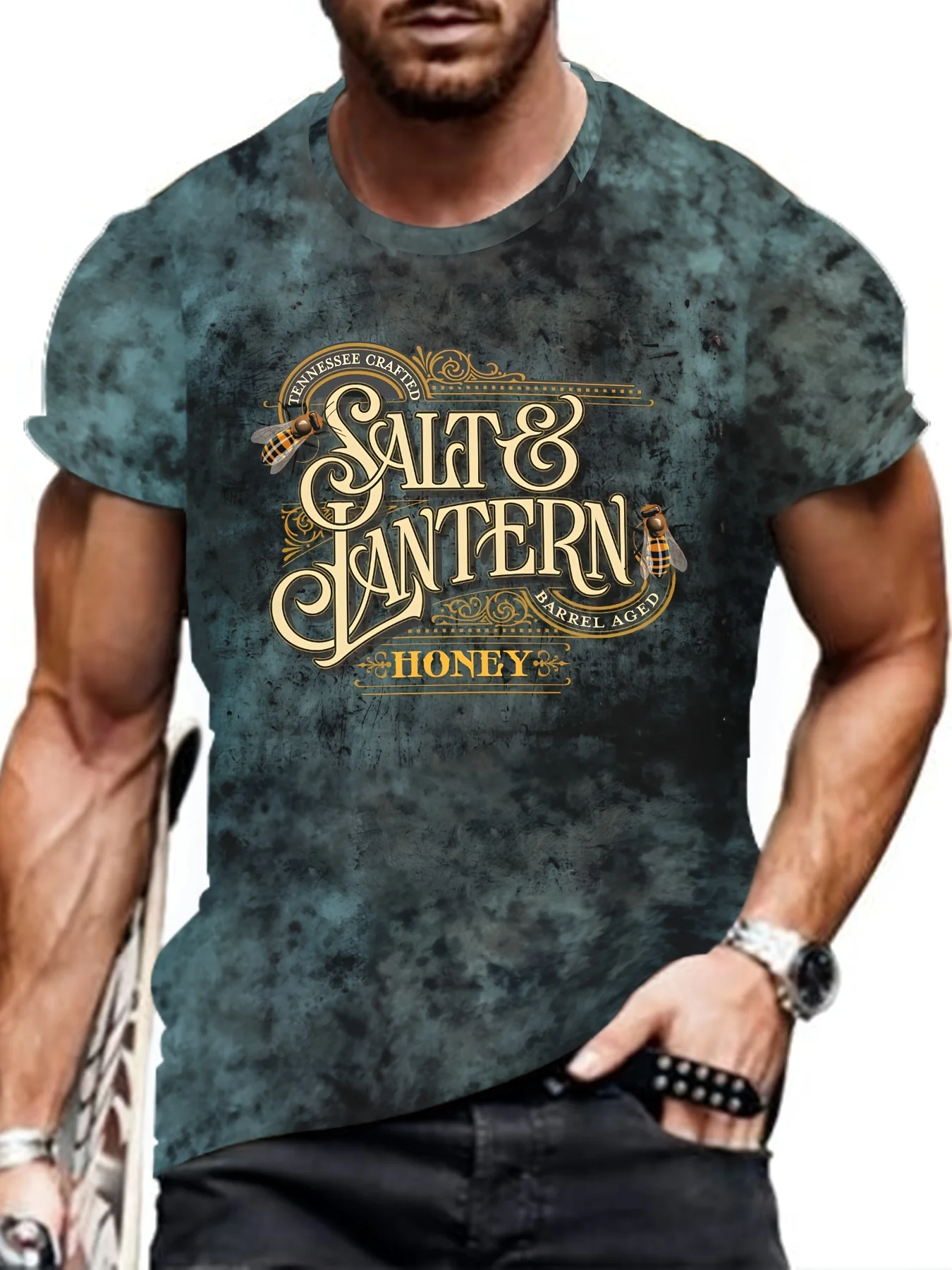 

2024 New Men's Army Dark greenPattern T-shirt