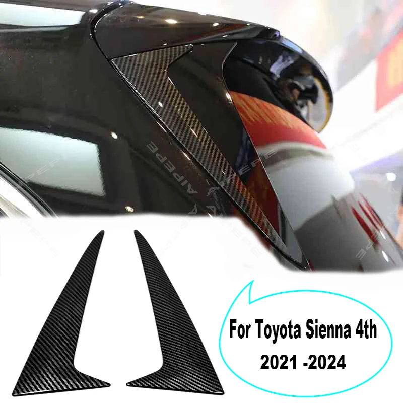 For Toyota Sienna 4th 2021 22 23 24 Car Styling Carbon Chrome Rear Window Spoiler Side Wing Triangle Cover Trim Molding Garnish