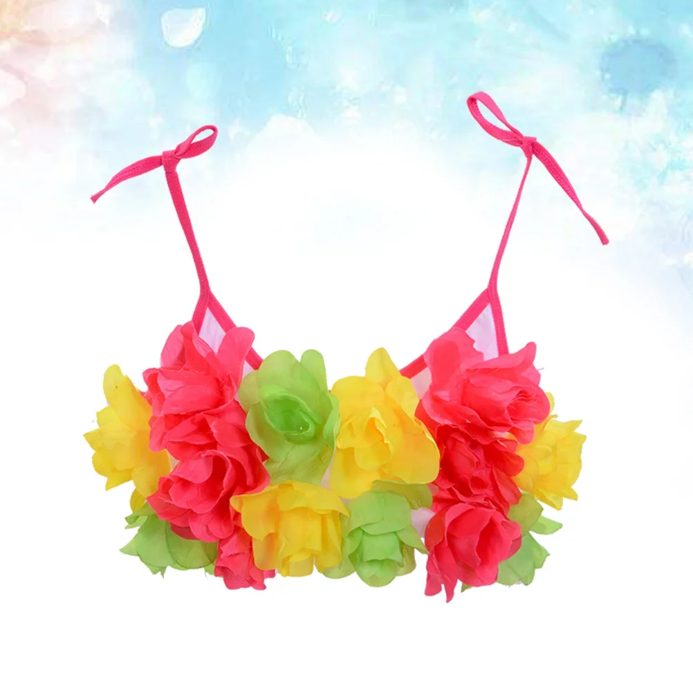 

Hawaii Grass Dance Cloth Polyester Flower Print Tropical Hula Costume for Performance Party Cloth Grass Dance